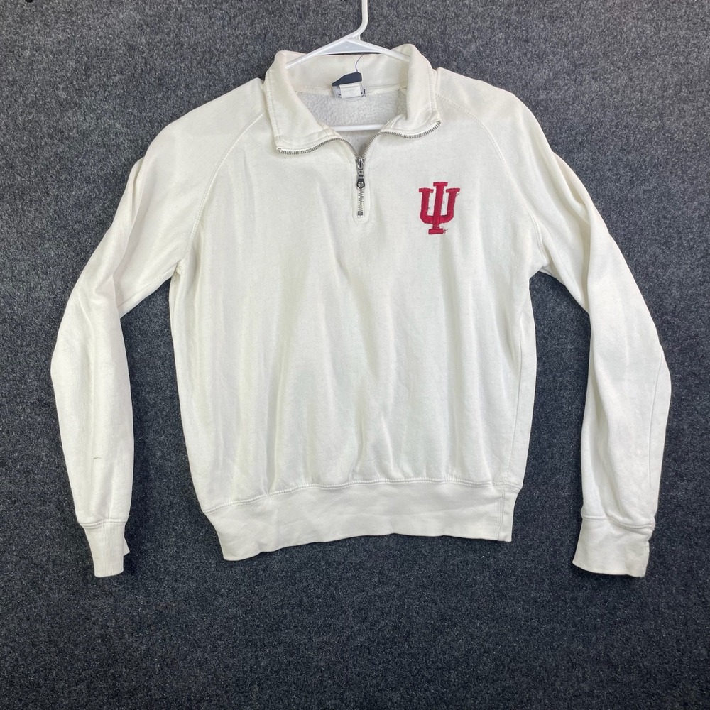 Blue 84 Indiana University Hoosiers Quarter Zip Sweatshirt Mens Medium White